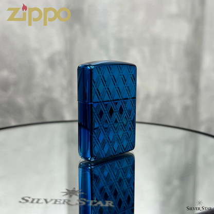 Zippo original upaljač ARMOUR CASE BLUE DIAMOND DESIGN - Silver Star
