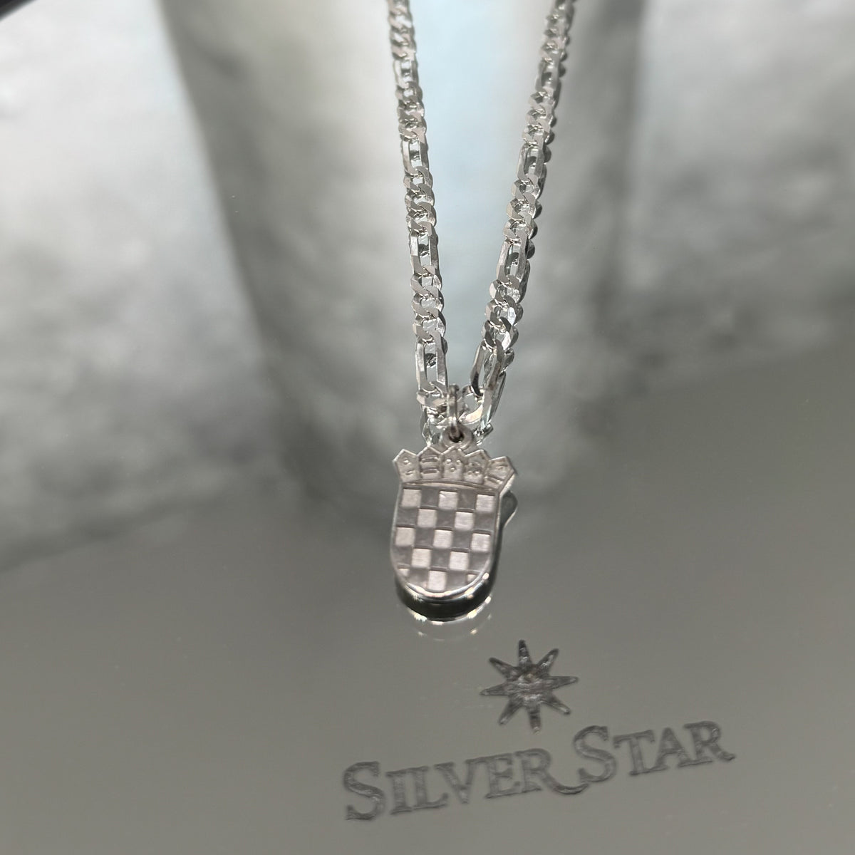 Srebrni lančić sa privjeskom Hrvatski grb - Silver Star