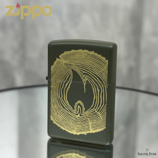 Zippo original upaljač WOOD RING DESIGN MATTE GREEN