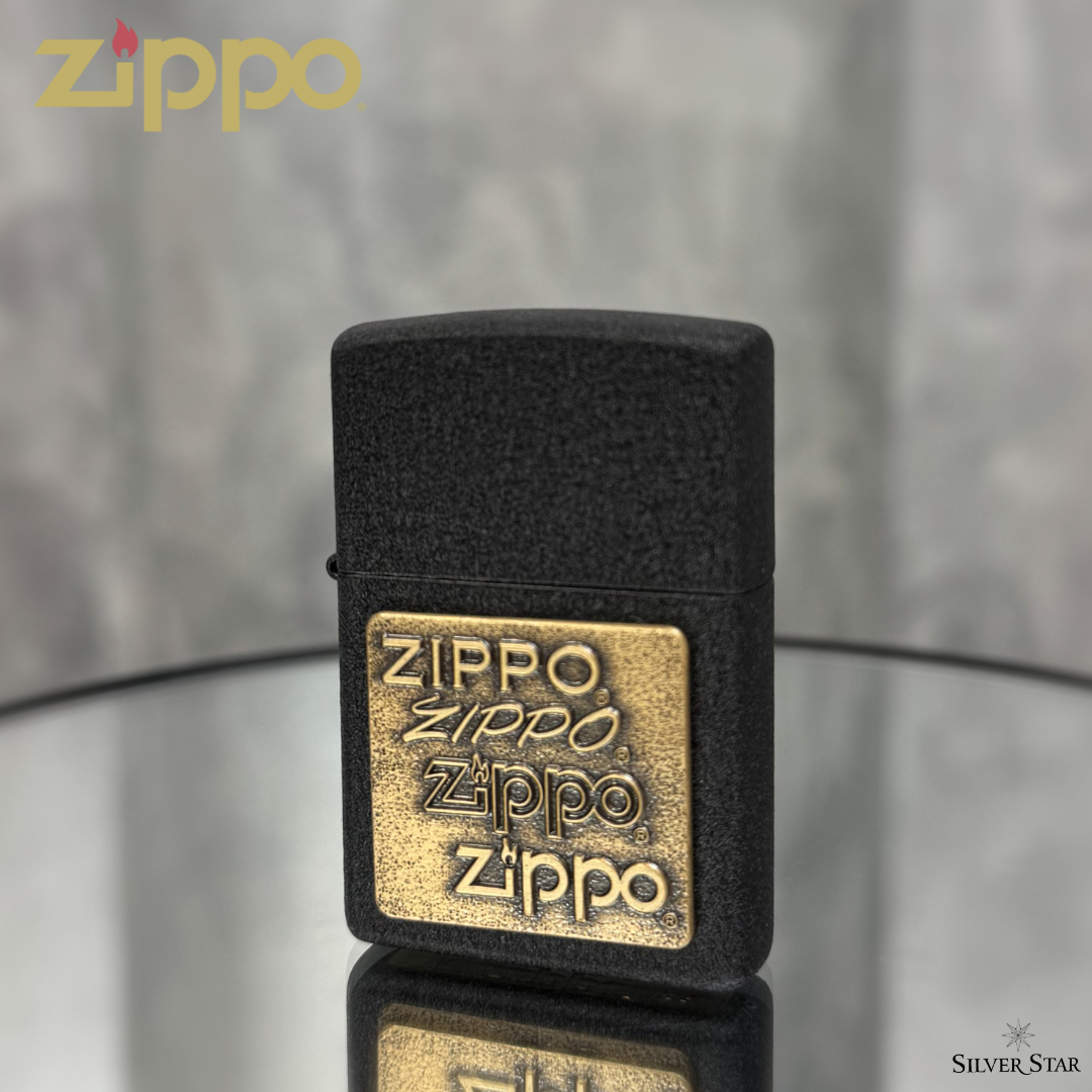 Zippo original upaljač ZIPPO logo BLACK CRACKLE - Silver Star