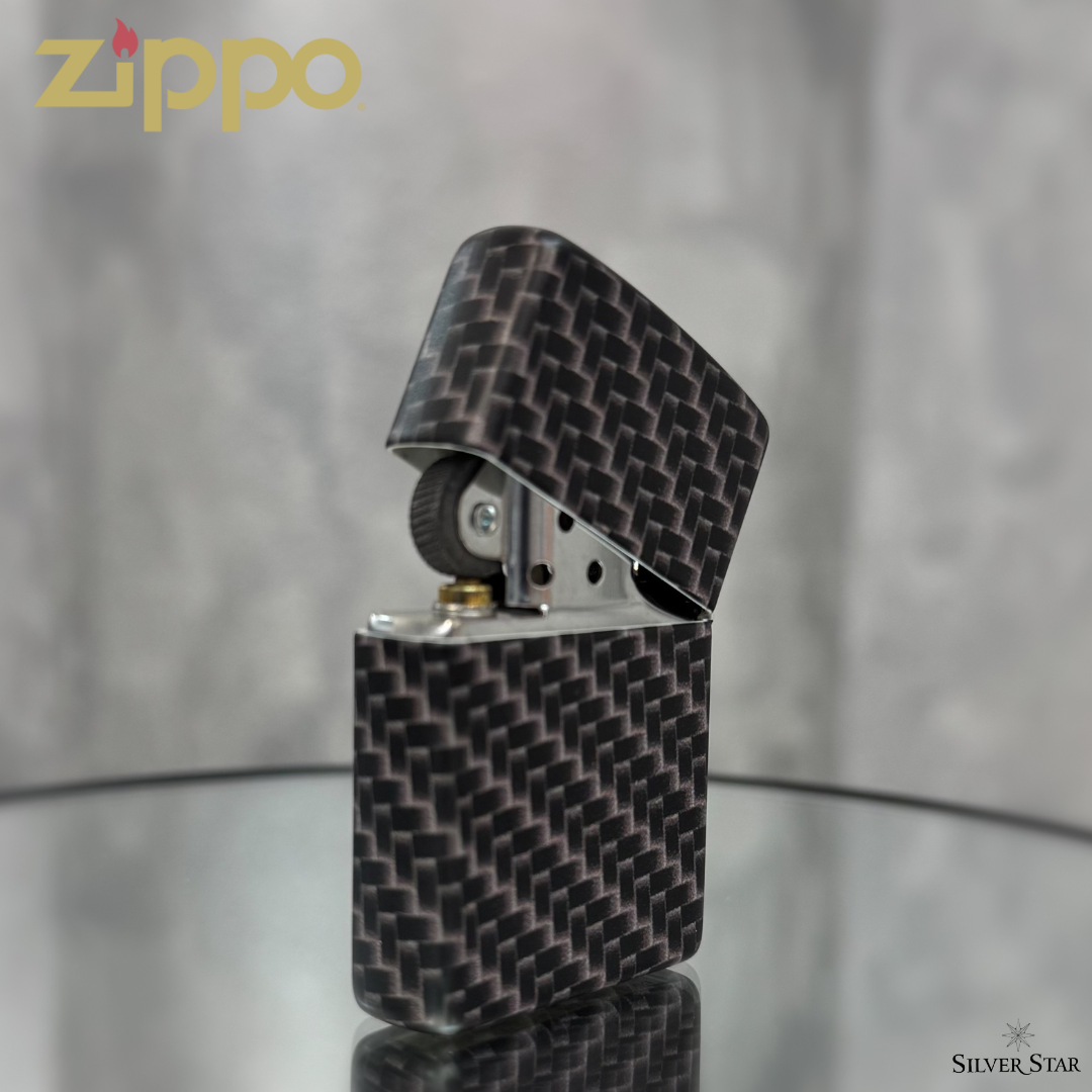 Zippo original upaljač PREMIUM Carbon - Silver Star
