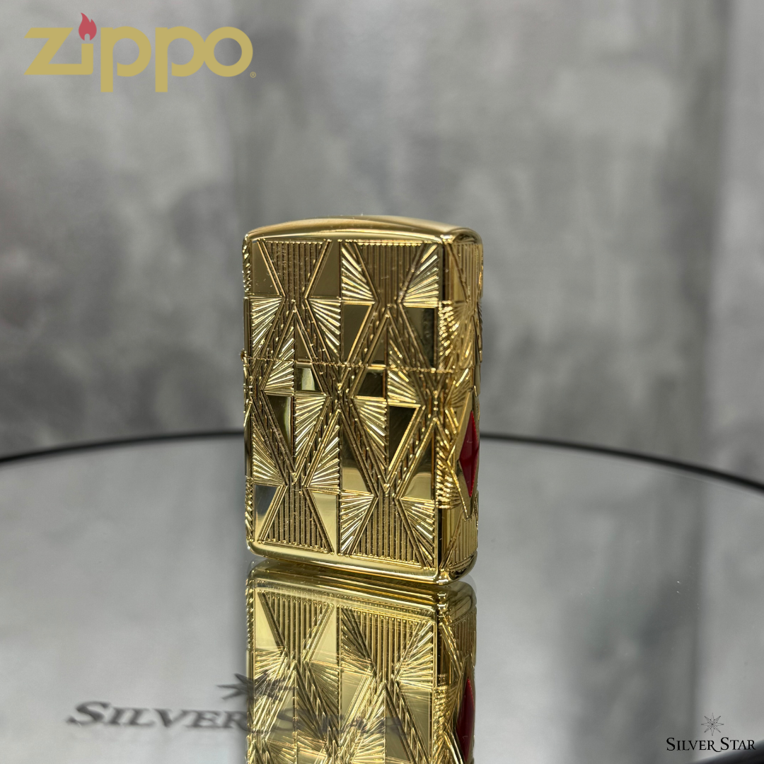 Zippo original upaljač Gold Diamond Design 390 ARMOUR CASE - Silver Star