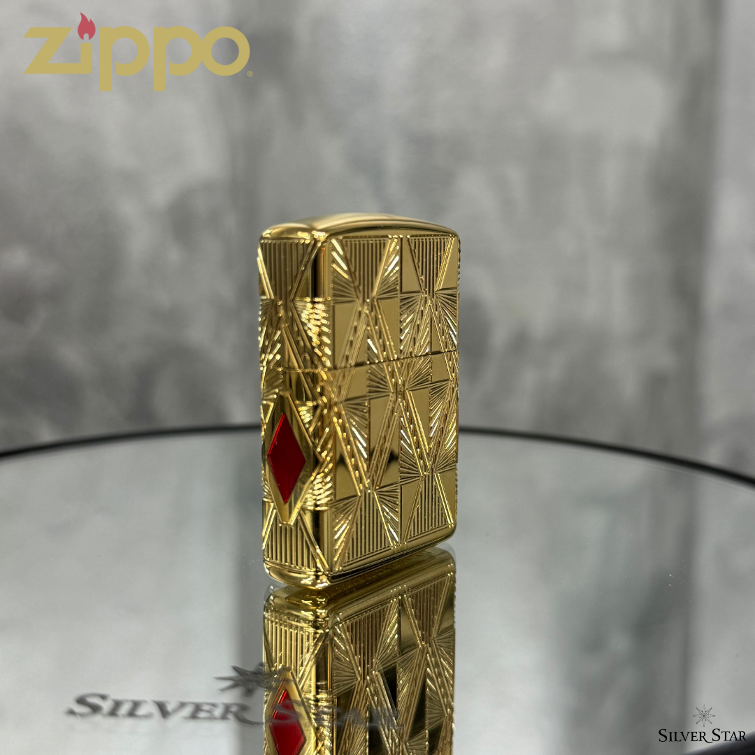 Zippo original upaljač Gold Diamond Design 390 ARMOUR CASE - Silver Star
