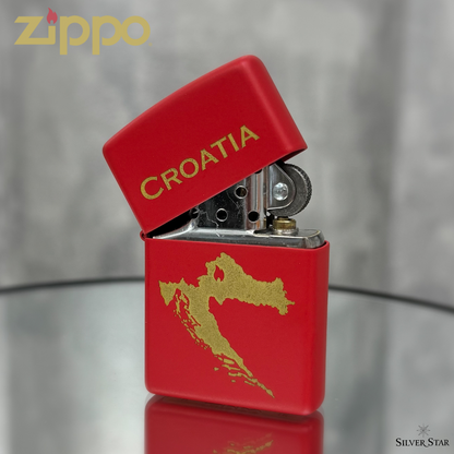 Zippo original upaljač mat crveni CROATIA - Silver Star