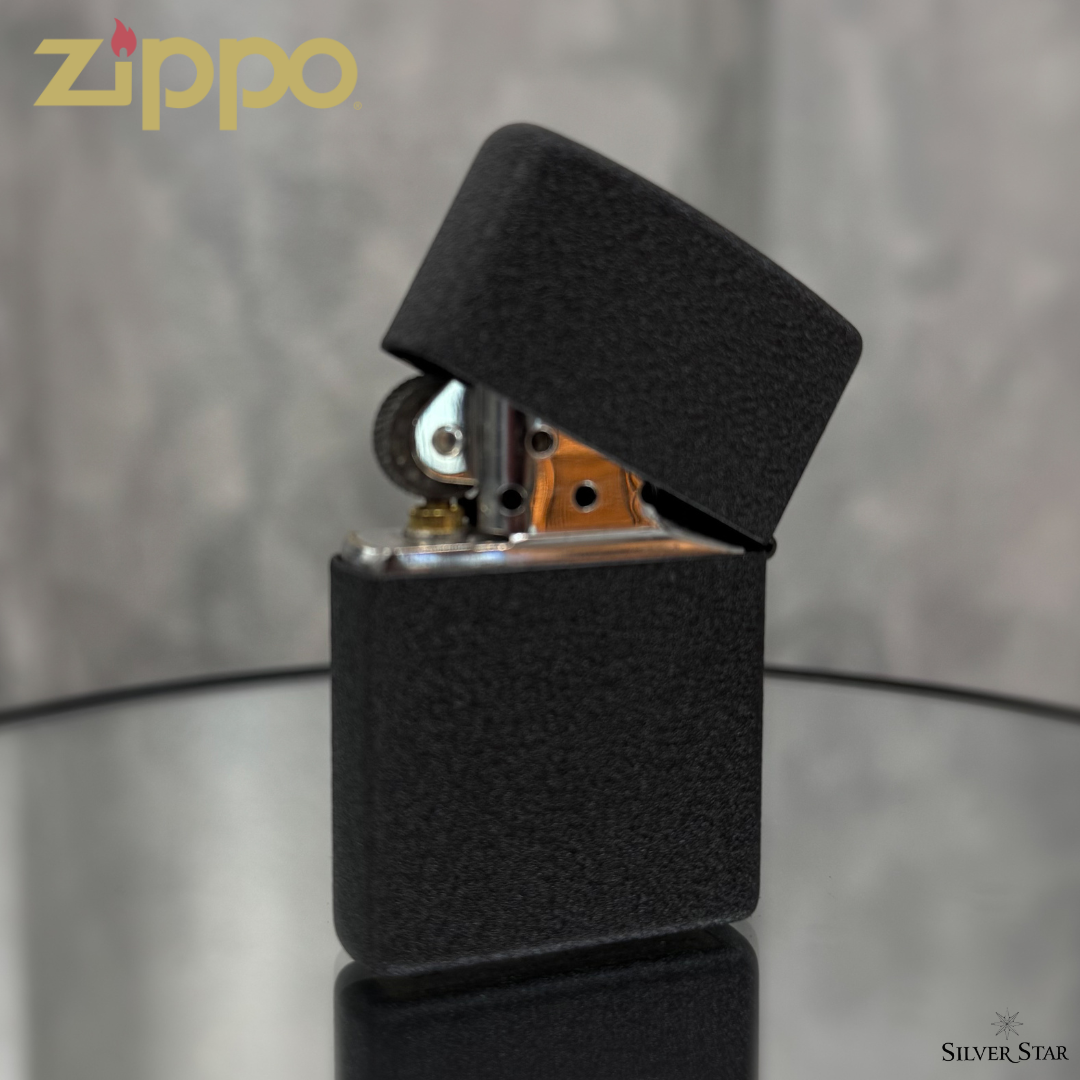 Zippo original upaljač ZIPPO logo BLACK CRACKLE - Silver Star