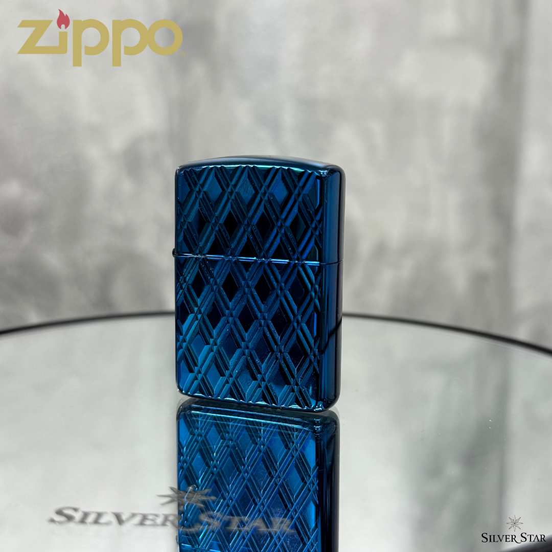 Zippo original upaljač ARMOUR CASE BLUE DIAMOND DESIGN - Silver Star