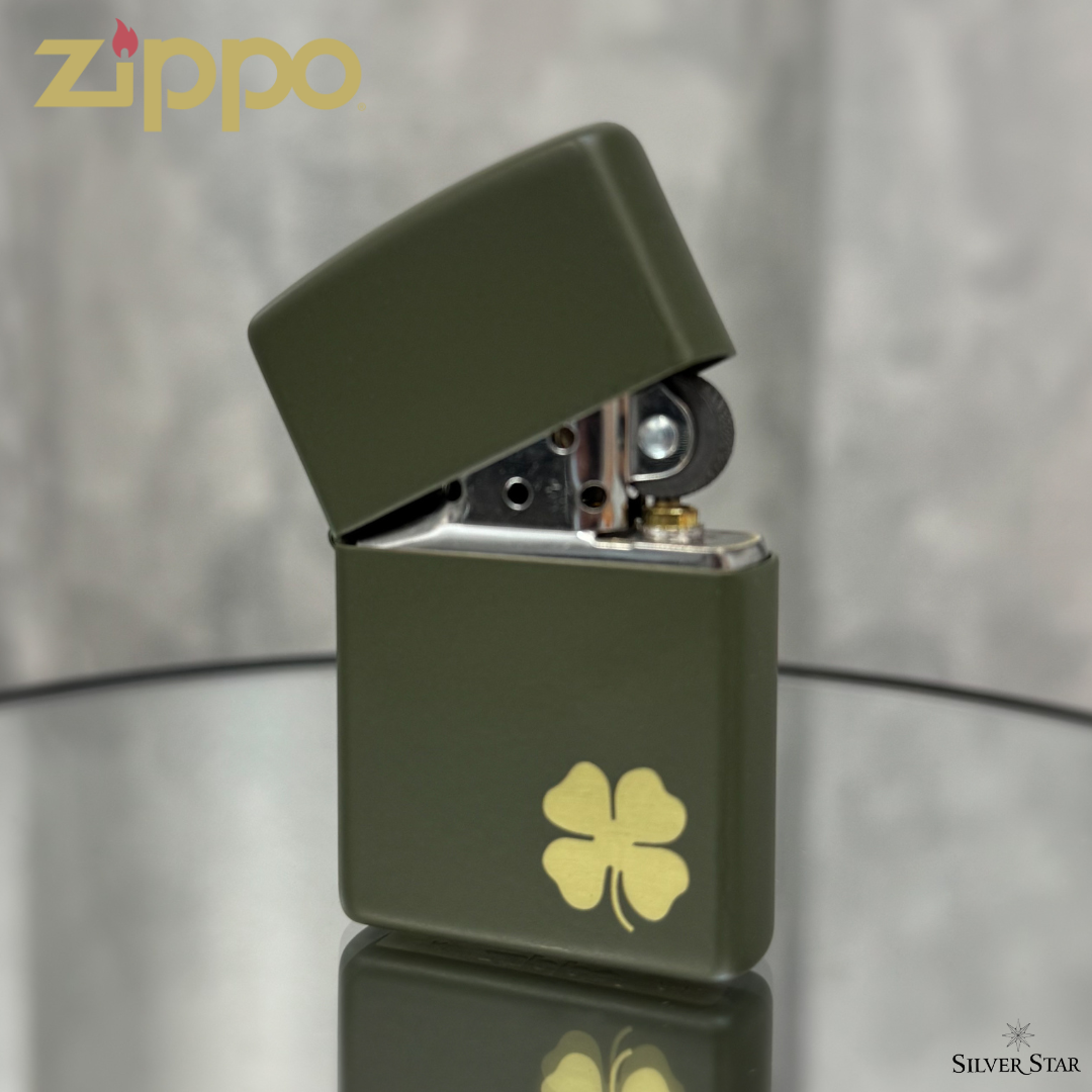 Zippo original upaljač CLOVER mat zeleni - Silver Star