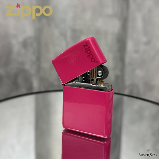 Zippo original upaljač Florescentno ružičasti sa ZIPPO logom - Silver Star