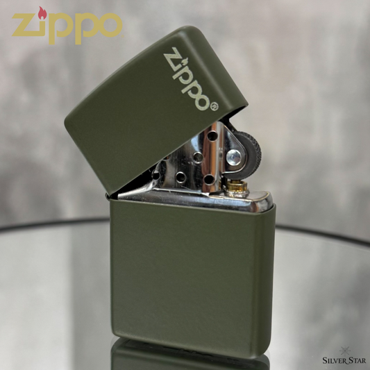 Zippo original upaljač MAT ZELENI sa Zippo logom - Silver Star