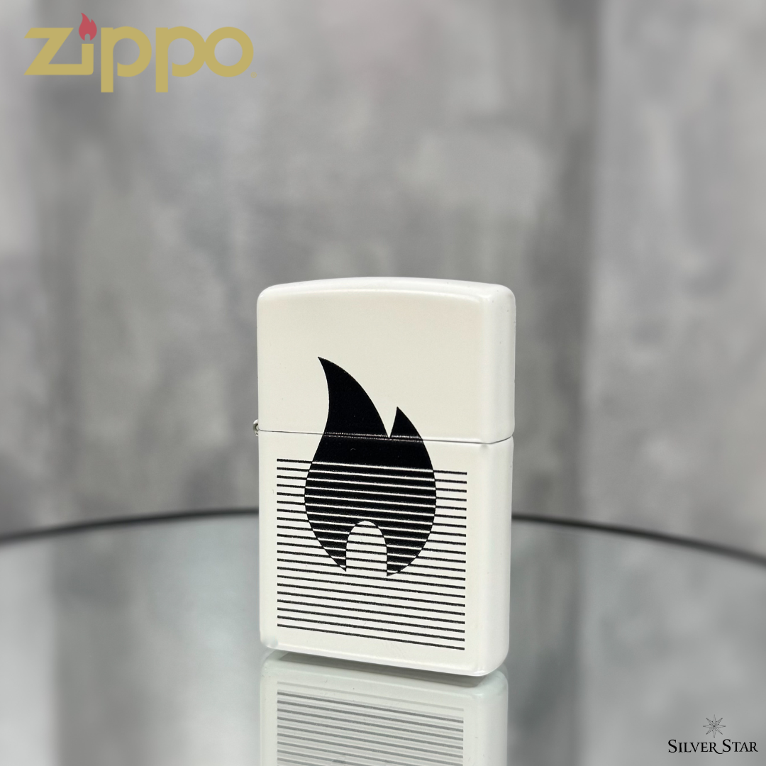 Zippo original upaljač mat bijeli sa ZIPPO vatrom - Silver Star