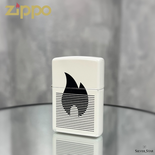 Zippo original upaljač mat bijeli sa ZIPPO vatrom - Silver Star