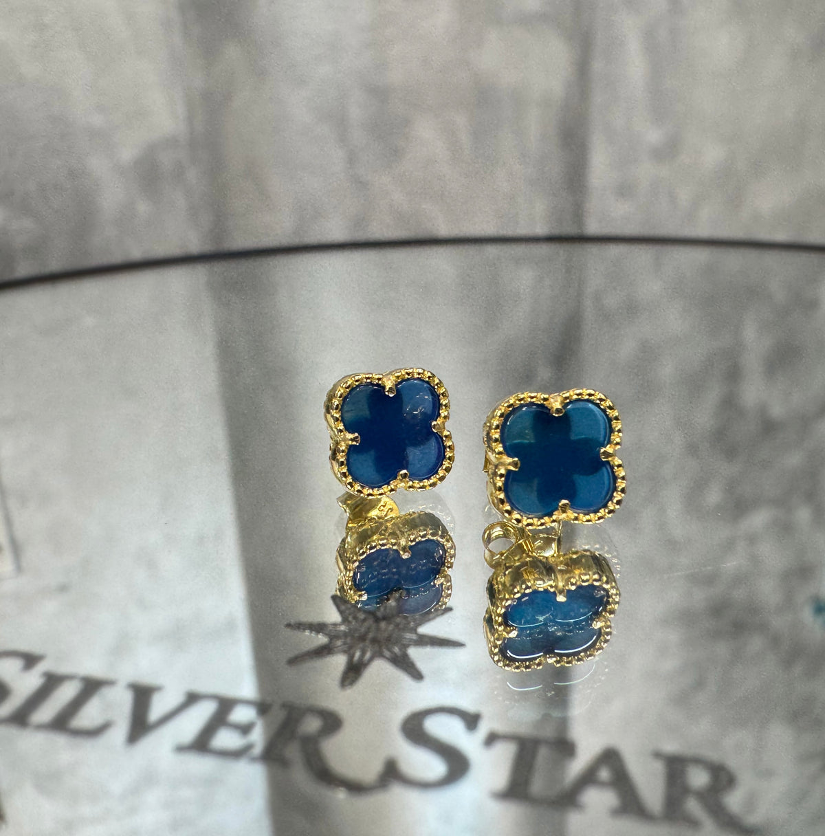 Srebrne naušnice CLOVER sa pozlatom - Silver Star