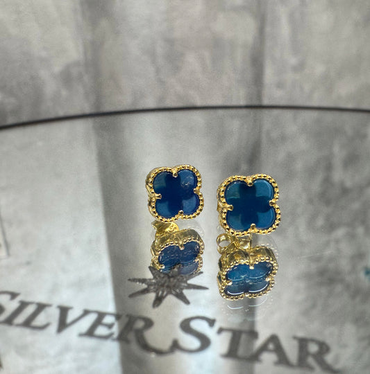 Srebrne naušnice CLOVER sa pozlatom - Silver Star