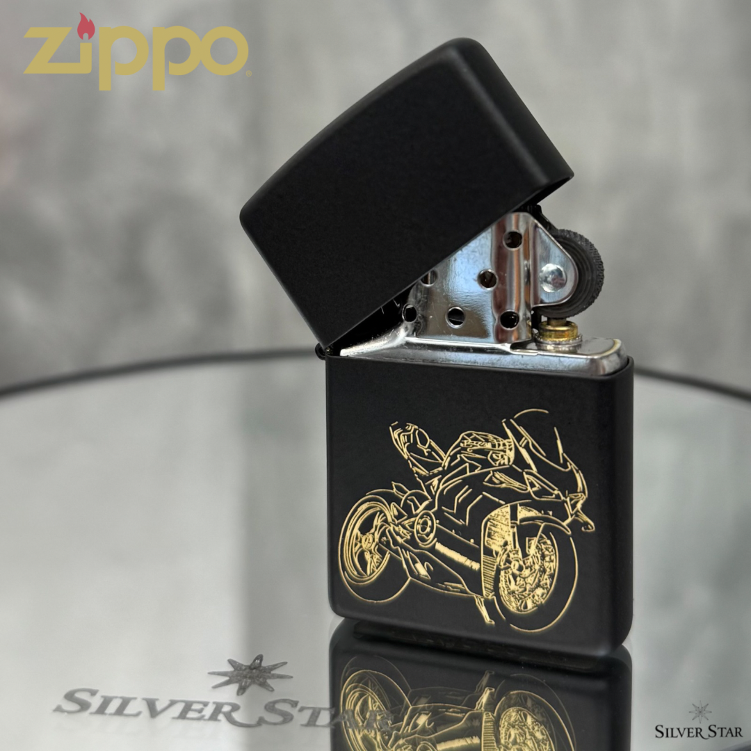 Zippo original upaljač mat crni MOTOR - Silver Star