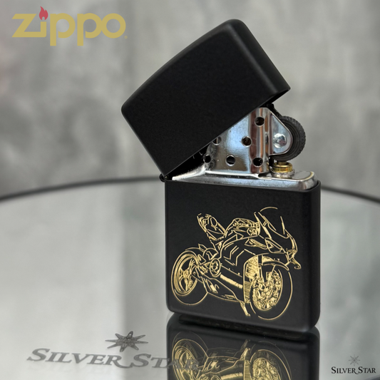 Zippo original upaljač mat crni MOTOR - Silver Star