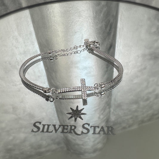 Srebrna narukvica CALZA križ - Silver Star