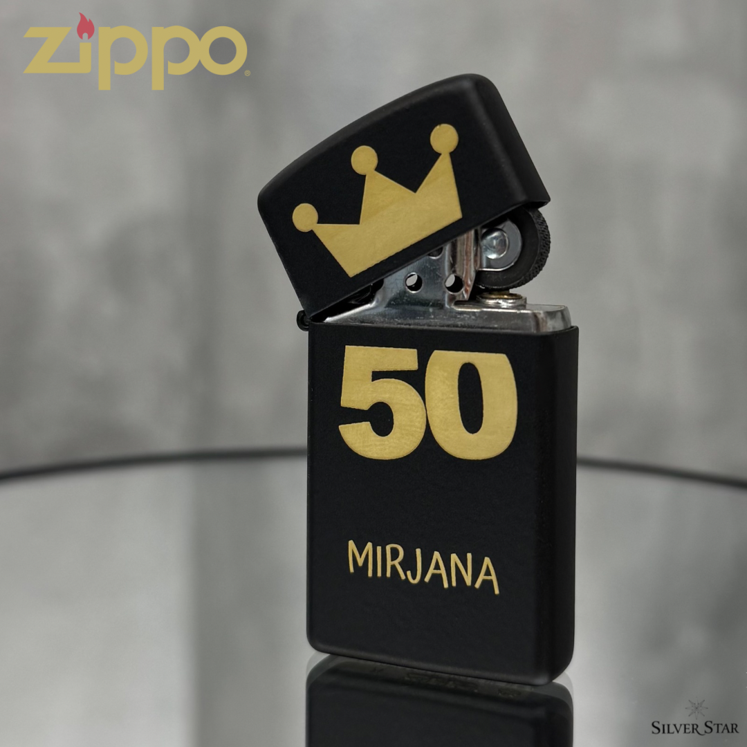 Zippo original upaljač mat crni SLIM - Silver Star