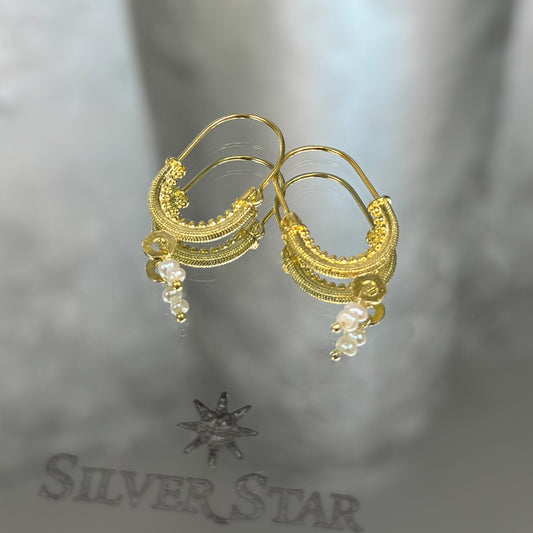 Srebrne konavoske naušnice 925 sa pozlatom - Silver Star