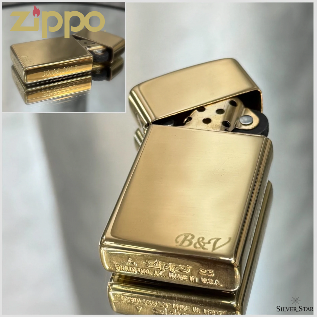 Zippo original upaljač polirani zlatni SLIM - Silver Star