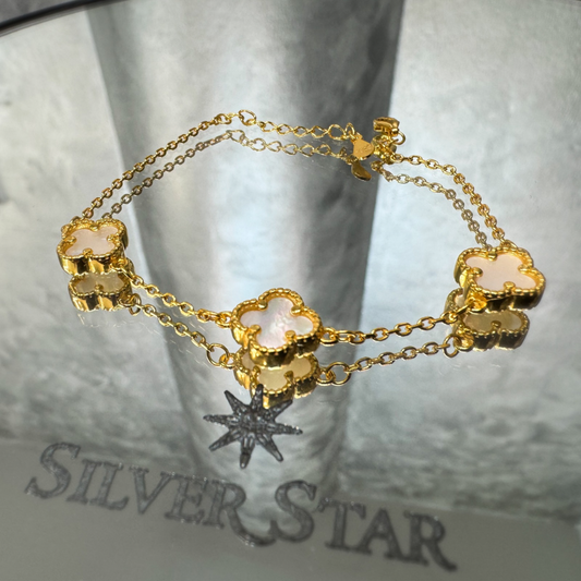 Srebrna narukvica CLOVER sa tri djeteline u nizu - Silver Star