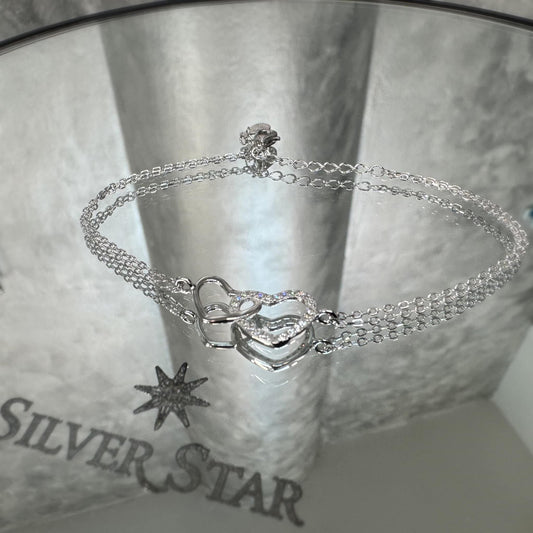 Srebrna narukvica Srce u srcu sa cirkonima - Silver Star