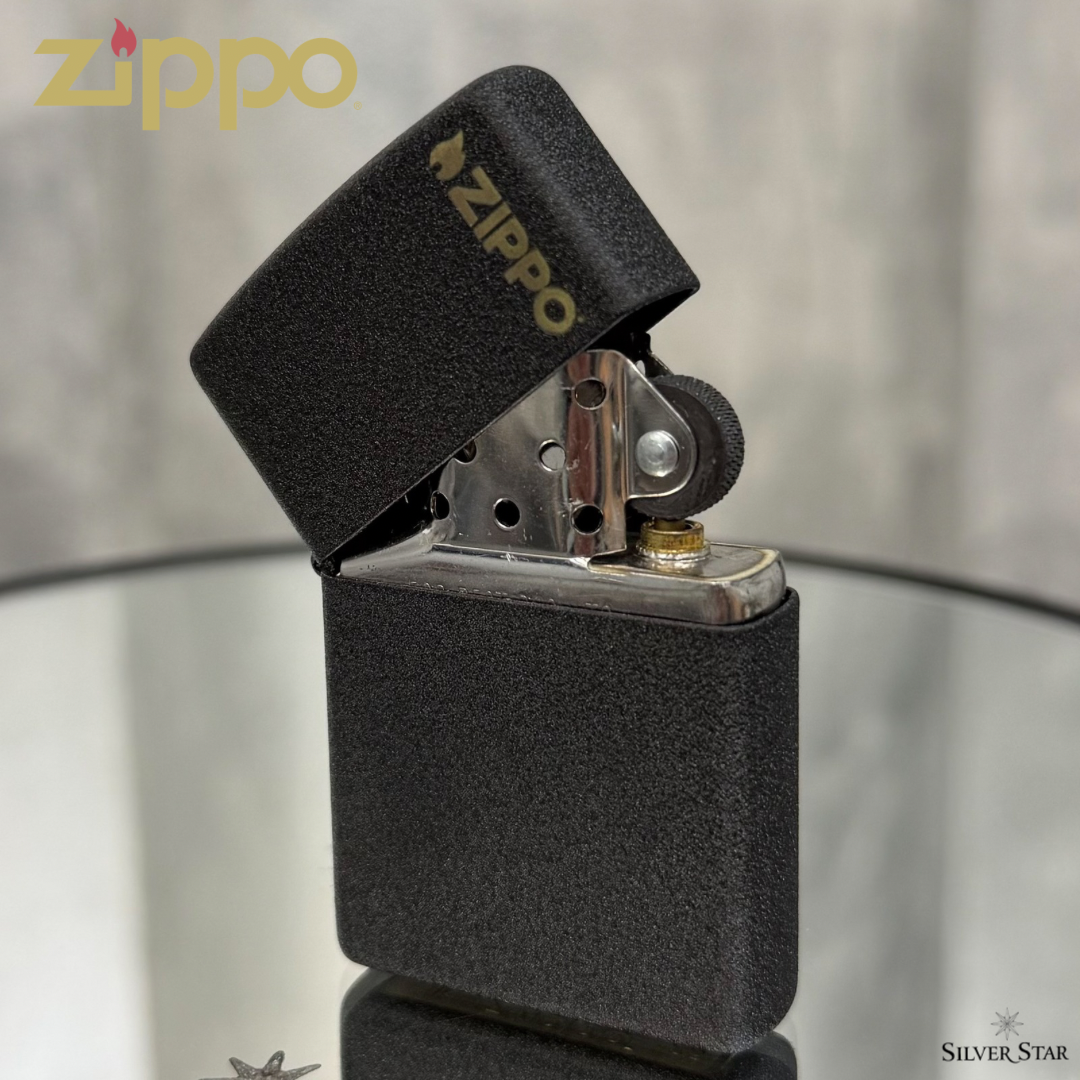 Zippo original upaljač BLACK CRACKLE ZIPPO logo