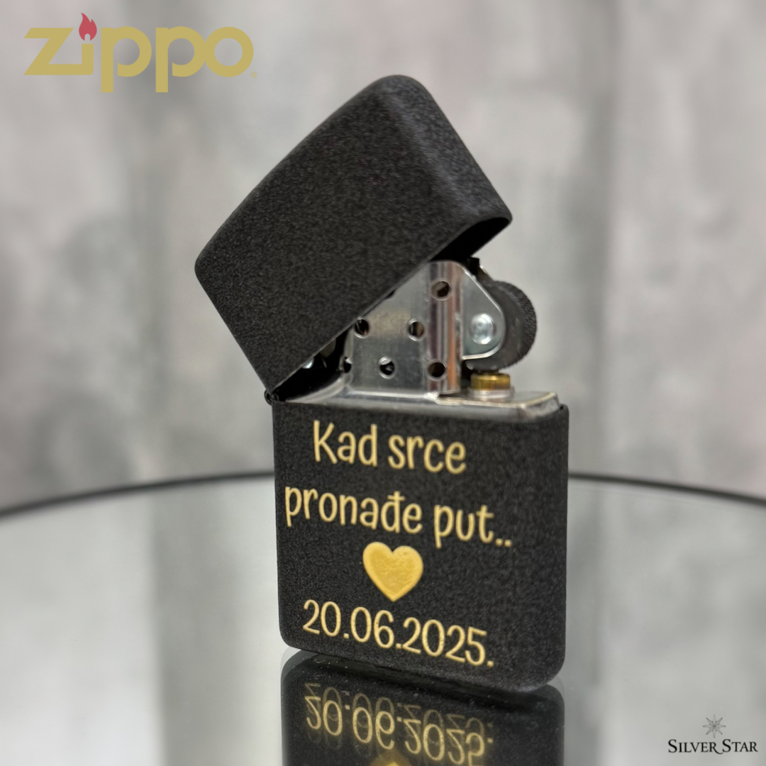 Zippo original upaljač Black Crackle - Silver Star