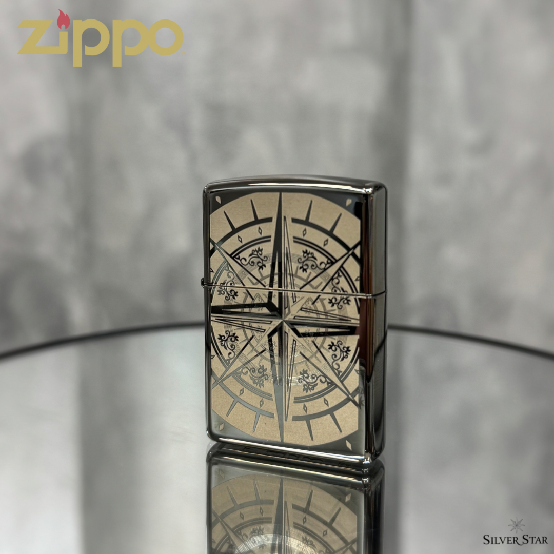 Zippo original upaljač RUŽA VJETROVA - Silver Star