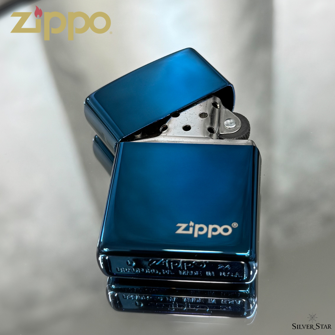 Zippo original upaljač polirani plavi ZIPPO LOGO - Silver Star